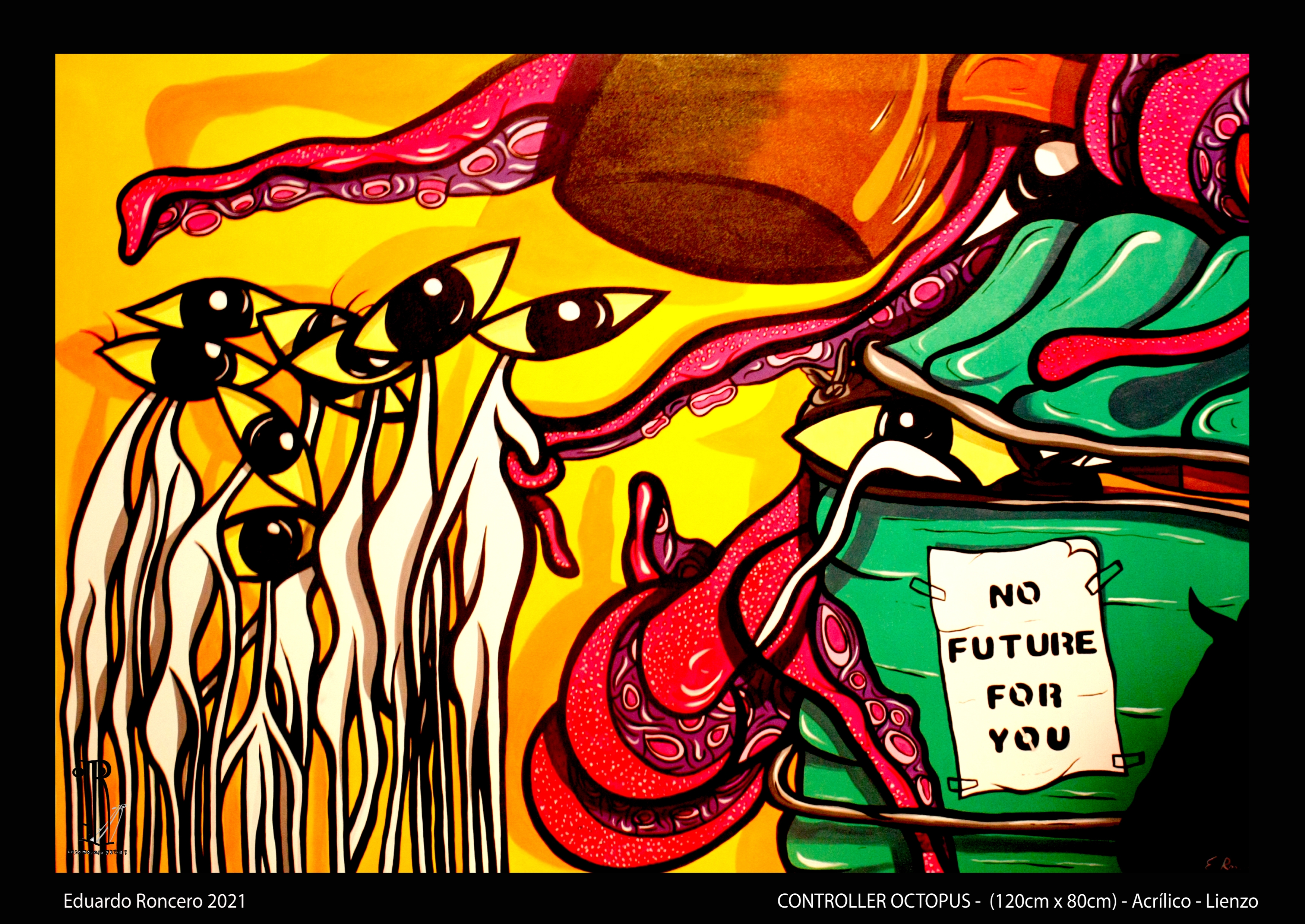 CONTROLLER OCTOPUS – 120cm x 80 cm – Colección Animales Exóticos -Curvismo Eduardo Roncero 2021